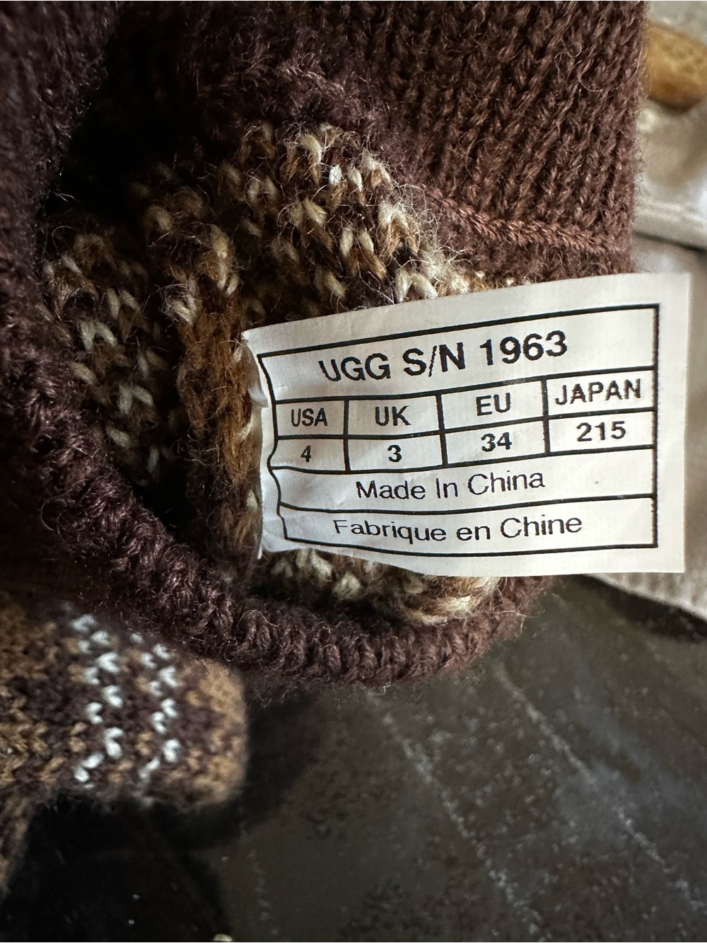 UGG Brown and Cream Patterned Knit Boot-Children’s - Picture 8 of 9